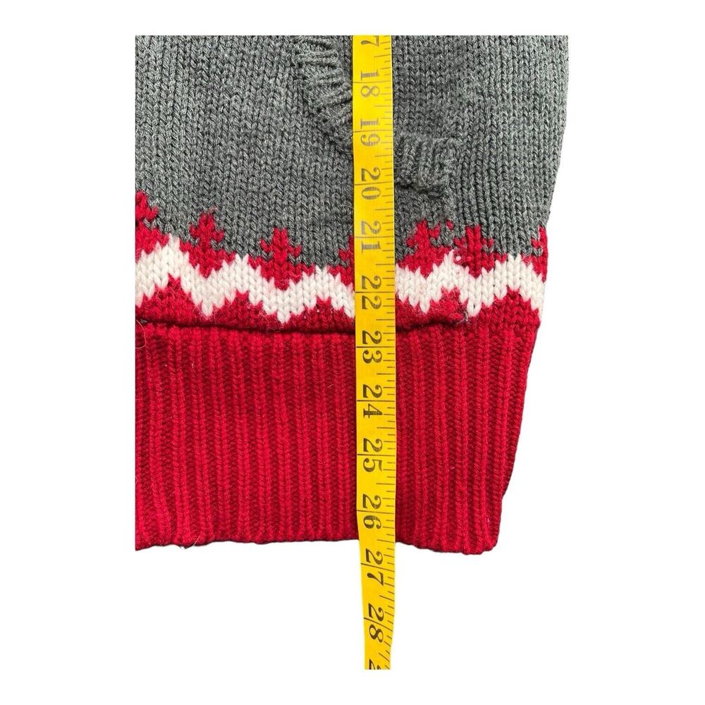 Motherhood Maternity Gray and Red Hooded Fair Isle Knit Sweater - Picture 11 of 12
